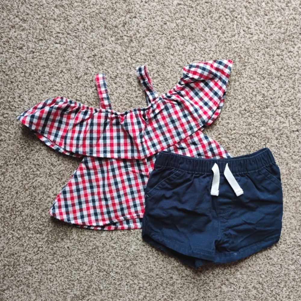 Patriotic Two Piece Summer Set | Red White & Blue Outfit | 12M